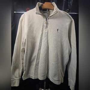 Ralph Lauren Men’s Off-White Pullover – 100% Cotton – Warm & Comfortable